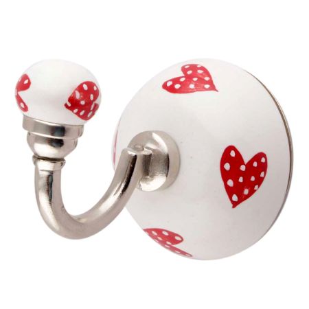 Red Heart Ceramic Wall Hooks